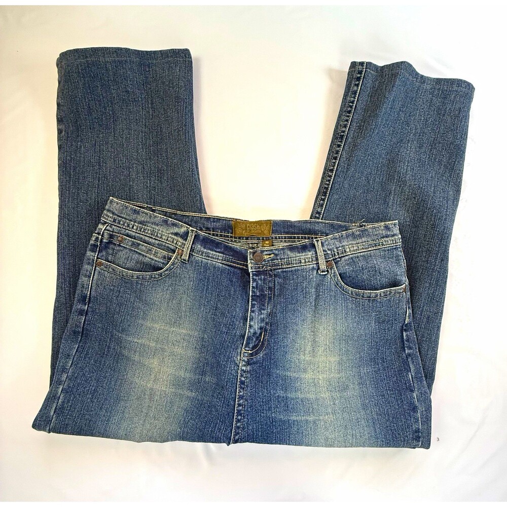 Vintage Y2K Clash Jeans Size 18 Mid Low Rise Whiskered Straight Leg Blue Denim